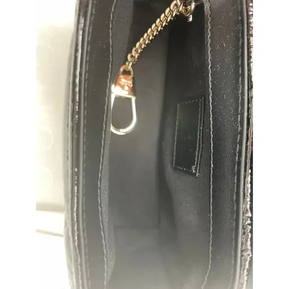 NEW!  GUCCI BLACK PATENT LEATHER MARMONT GG CROSSBODY BAG PURSE BOX AUTHENTIC - Picture 11 of 13